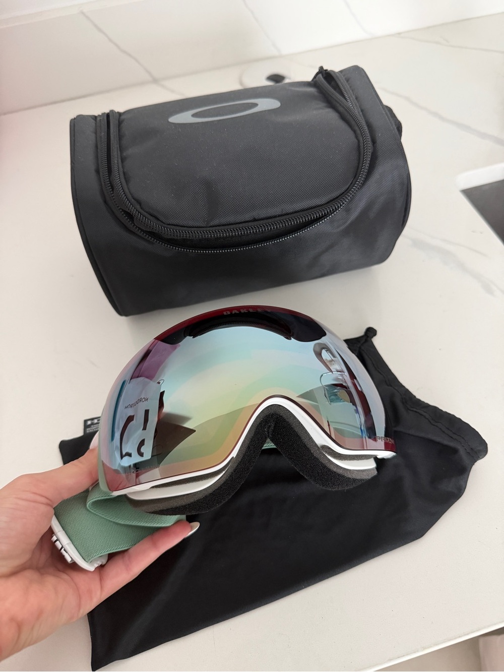Oakley Mint Green Frame Goggles with Iridescent Lens BRAND NEW